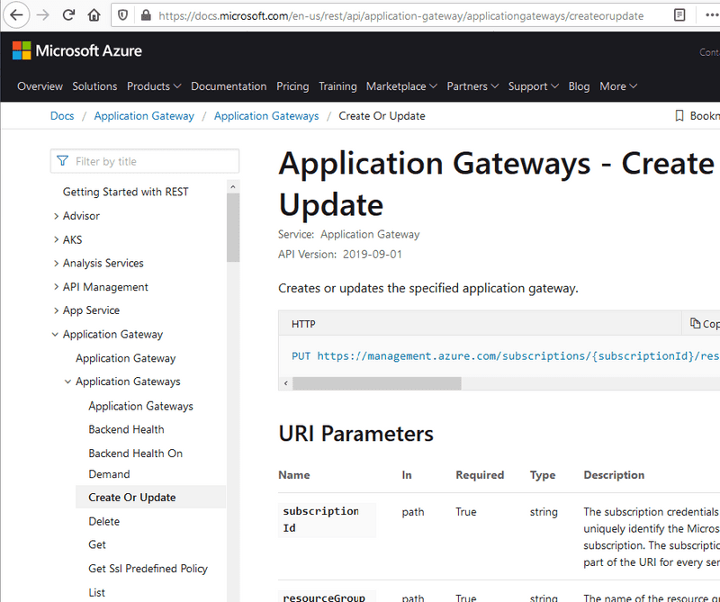 Azure REST API Application Gateway